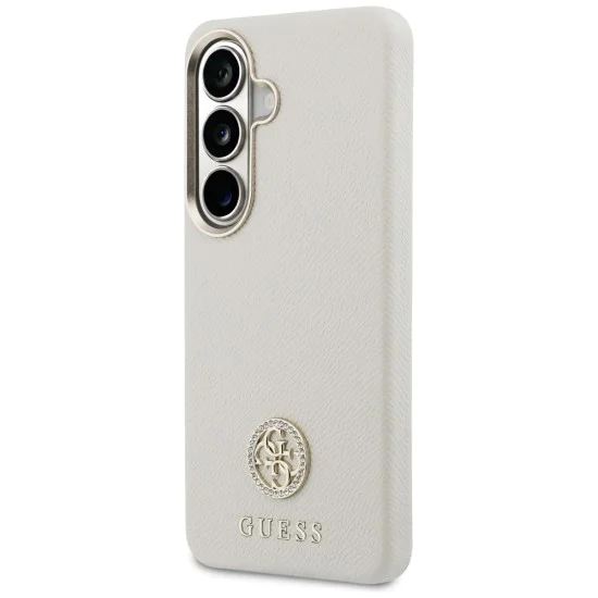 Калъф за Samsung Galaxy S26 - Rhinestone Round Logo MagSafe - Guess - Бежов