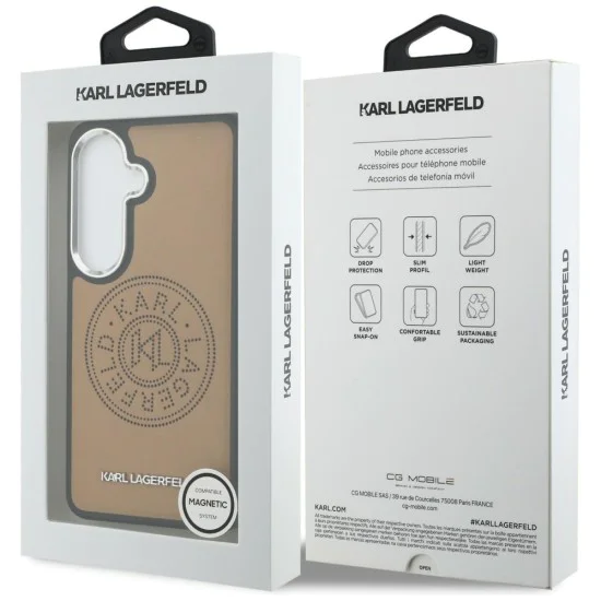 Калъф за Samsung Galaxy S26 - Wrapped Leather с Karl Round Point Logo MagSafe - Karl Lagerfeld - Кафяв