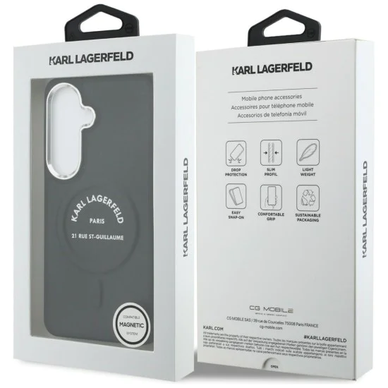 Калъф за Samsung Galaxy S26 - Wrapped Leather с Karl RSG Logo MagSafe - Karl Lagerfeld - Черен