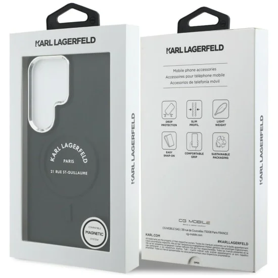 Калъф за Samsung Galaxy S26 Ultra - Wrapped Leather с Karl RSG Logo MagSafe - Karl Lagerfeld - Черен