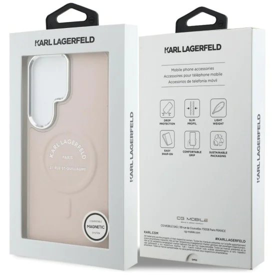 Калъф за Samsung Galaxy S26 Ultra - Wrapped Leather с Karl RSG Logo MagSafe - Karl Lagerfeld - Розов