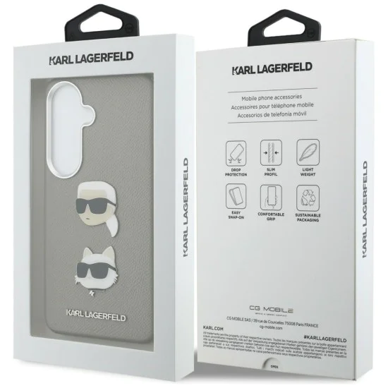 Калъф за Samsung Galaxy S26 - Wrapped Leather Saffiano с K&C Head Pin - Karl Lagerfeld - Сив