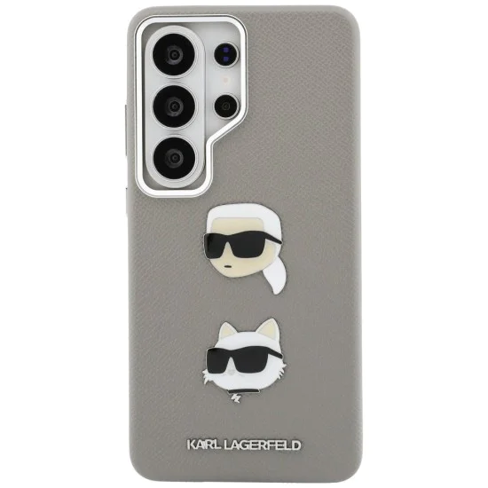 Калъф за Samsung Galaxy S26 Ultra - Wrapped Leather Saffiano с K&C Head Pin - Karl Lagerfeld - Сив
