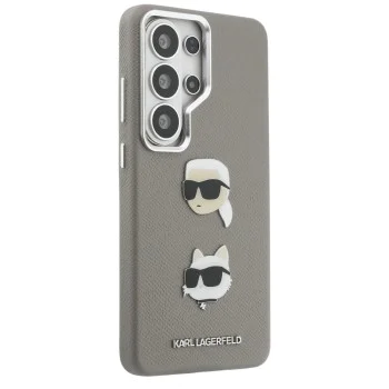 Калъф за Samsung Galaxy S26 Ultra - Wrapped Leather Saffiano с K&C Head Pin - Karl Lagerfeld - Сив
