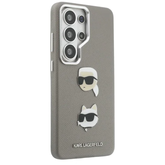 Калъф за Samsung Galaxy S26 Ultra - Wrapped Leather Saffiano с K&C Head Pin - Karl Lagerfeld - Сив