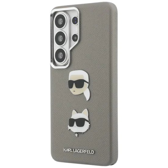 Калъф за Samsung Galaxy S26 Ultra - Wrapped Leather Saffiano с K&C Head Pin - Karl Lagerfeld - Сив