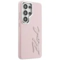 Калъф за Samsung Galaxy S26 Ultra - Full Wrapped Grained Leather със Signature Resin Logo - Karl Lagerfeld - Розов