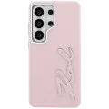 Калъф за Samsung Galaxy S26 Ultra - Full Wrapped Grained Leather със Signature Resin Logo - Karl Lagerfeld - Розов
