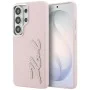 Калъф за Samsung Galaxy S26 Ultra - Full Wrapped Grained Leather със Signature Resin Logo - Karl Lagerfeld - Розов