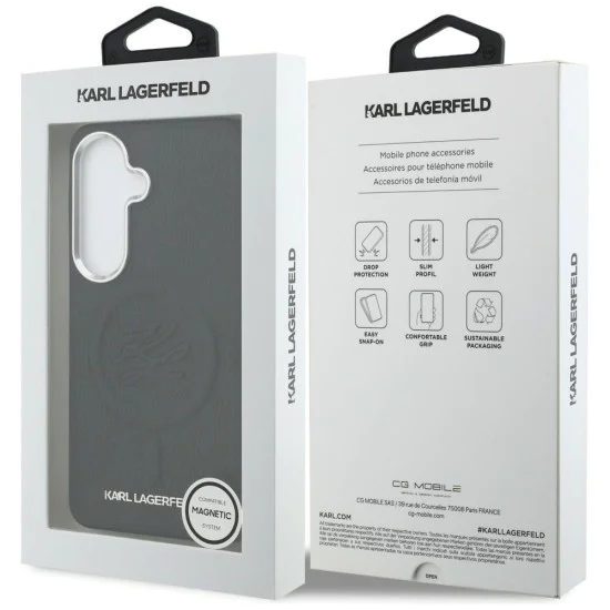 Калъф за Samsung Galaxy S26 - Leather с Initial Logo Debossed MagSafe - Karl Lagerfeld - Черен