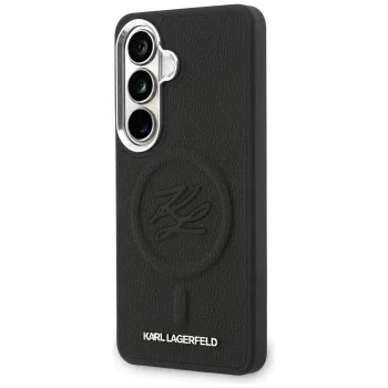 Калъф за Samsung Galaxy S26 - Leather с Initial Logo Debossed MagSafe - Karl Lagerfeld - Черен