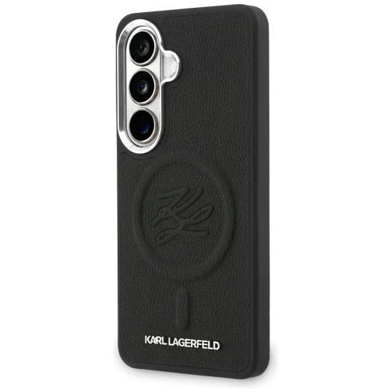 Калъф за Samsung Galaxy S26 - Leather с Initial Logo Debossed MagSafe - Karl Lagerfeld - Черен