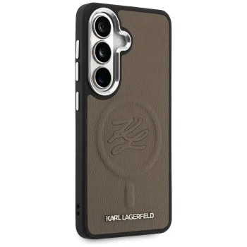 Калъф за Samsung Galaxy S26 - Leather с Initial Logo Debossed MagSafe - Karl Lagerfeld - Кафяв