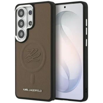 Калъф за Samsung Galaxy S26 Ultra - Leather с Initial Logo Debossed MagSafe - Karl Lagerfeld - Кафяв