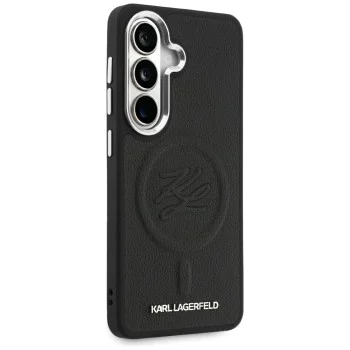 Калъф за Samsung Galaxy S26 Plus - Leather с Initial Logo Debossed MagSafe - Karl Lagerfeld - Черен