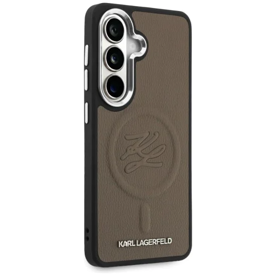 Калъф за Samsung Galaxy S26 Plus - Leather с Initial Logo Debossed MagSafe - Karl Lagerfeld - Кафяв