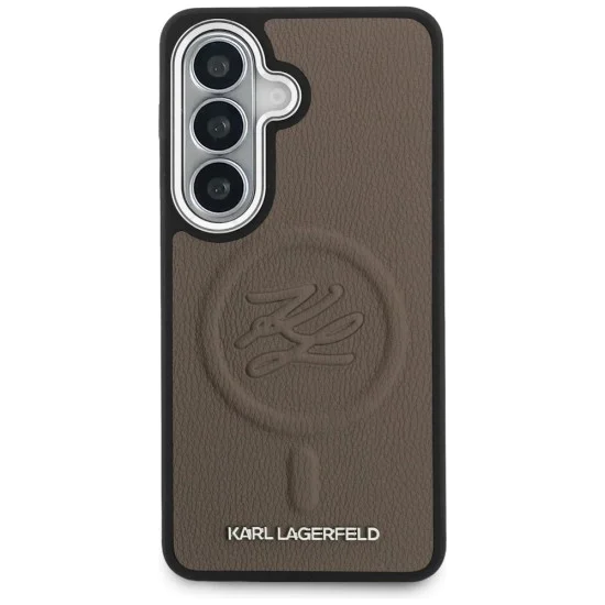 Калъф за Samsung Galaxy S26 Plus - Leather с Initial Logo Debossed MagSafe - Karl Lagerfeld - Кафяв