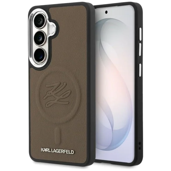 Калъф за Samsung Galaxy S26 Plus - Leather с Initial Logo Debossed MagSafe - Karl Lagerfeld - Кафяв