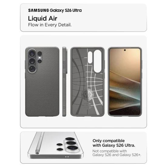 Калъф за Samsung Galaxy S26 Ultra - Liquid Air - Spigen - Мраморно сив