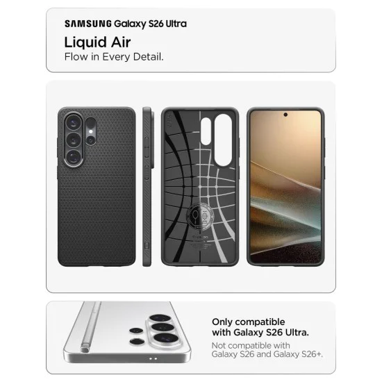 Калъф за Samsung Galaxy S26 Ultra - Liquid Air - Spigen - Матово черен