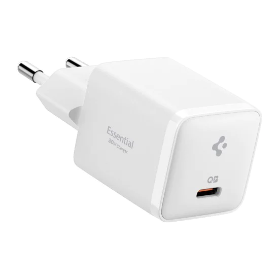 Зарядно устройство Spigen Essential EE301EU (ACH09492) - Type-C, 30W - Бяло
