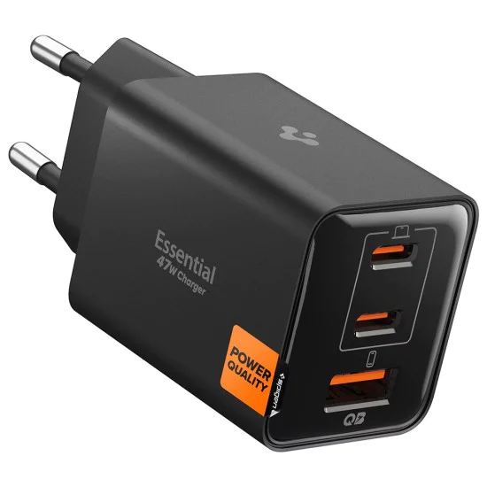 Зарядно устройство Spigen Essential EE473EU (ACH09465) - USB, 2x Type-C, 47W - Черно