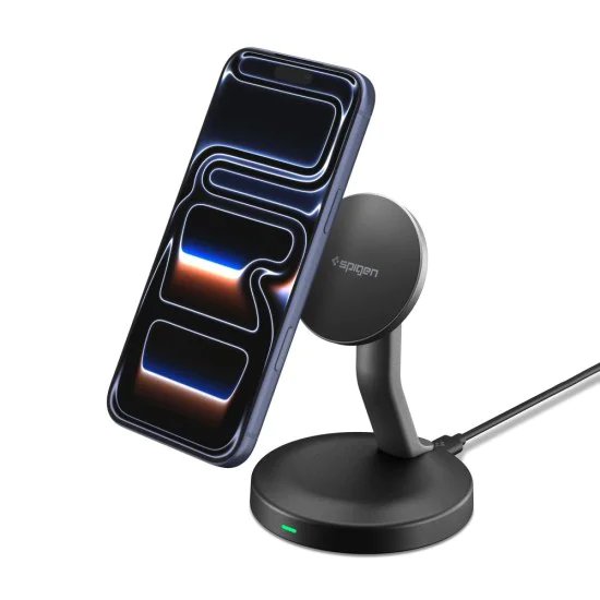 Безжично зарядно устройство Spigen Essential EF151MS (ACH10441) - MagSafe, 15W - Черно