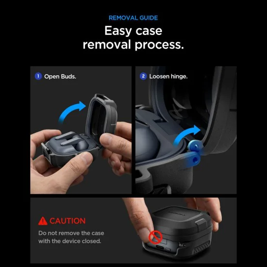 Калъф за Samsung Galaxy Buds 4 / Buds 4 Pro - Lock Fit - Spigen - Матово черен