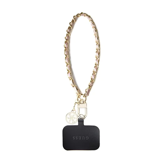 Ремък за ръка Guess Hand Strap Saffiano 4G Charm - Универсален, Saffiano еко кожа - Черен