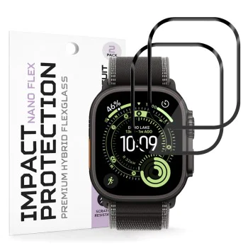 Протектор за Apple Watch Ultra / Ultra 2 / Ultra 3 - Nano Flex (2 pack) - Techsuit - Черен