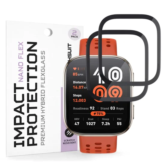 Протектор за Amazfit Bip 6 - Nano Flex (2 pack) - Techsuit - Черен