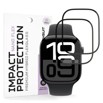 Протектор за Apple Watch 10 / 11 46mm - Nano Flex (2 pack) - Techsuit - Черен
