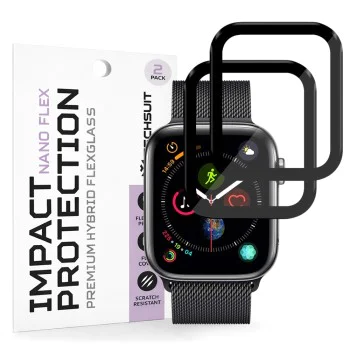 Протектор за Apple Watch 4 / 5 / 6 / SE / SE 2 / SE 3 44mm - Nano Flex (2 pack) - Techsuit - Черен