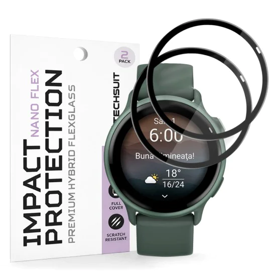 Протектор за Garmin vivoactive 6 - Nano Flex (2 pack) - Techsuit - Черен