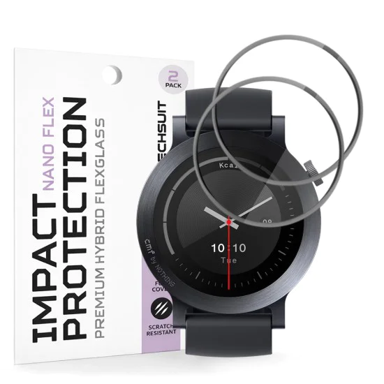 Протектор за Nothing CMF Watch 3 Pro - Nano Flex (2 pack) - Techsuit - Черен