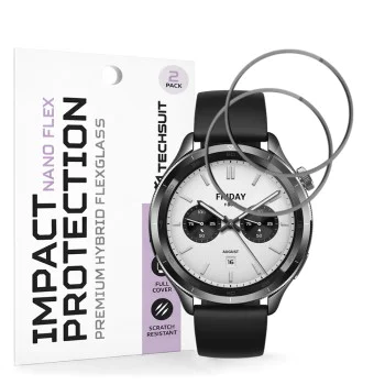 Протектор за Xiaomi Watch S4 - Nano Flex (2 pack) - Techsuit - Черен