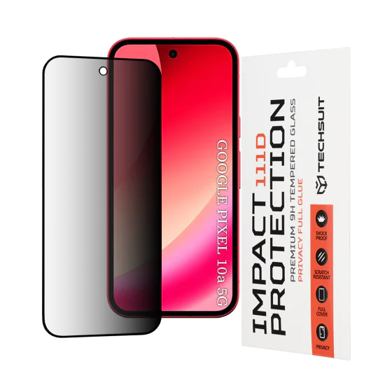 Протектор за Google Pixel 10a - 111D Privacy Full Glue - Techsuit - Черен