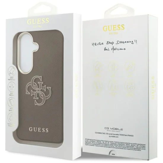Калъф за Samsung Galaxy S26 - Grained Big 4G Metal Logo - Guess - Кафяв
