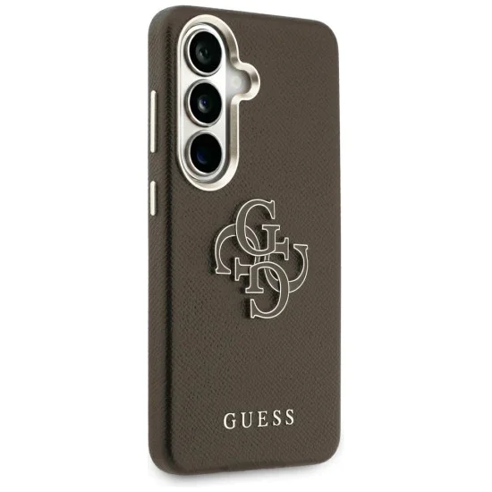 Калъф за Samsung Galaxy S26 Plus - Grained Big 4G Metal Logo - Guess - Кафяв