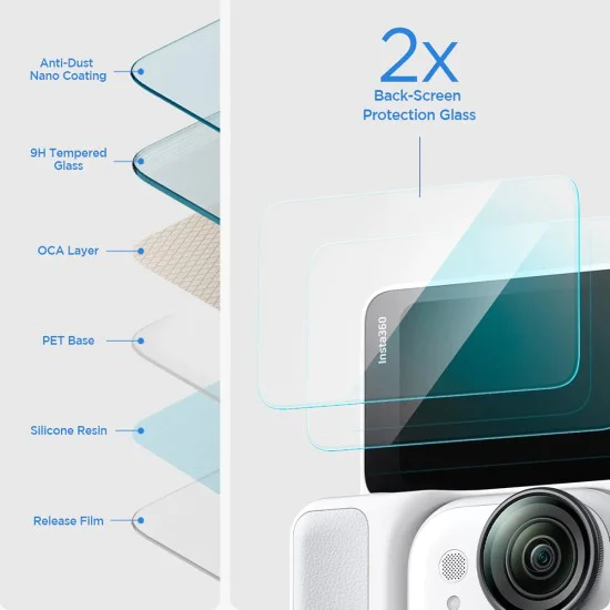 Протектор за Insta360 Go Ultra - Glas.tR Slim, Back Screen (2 pack) - Spigen - Прозрачен