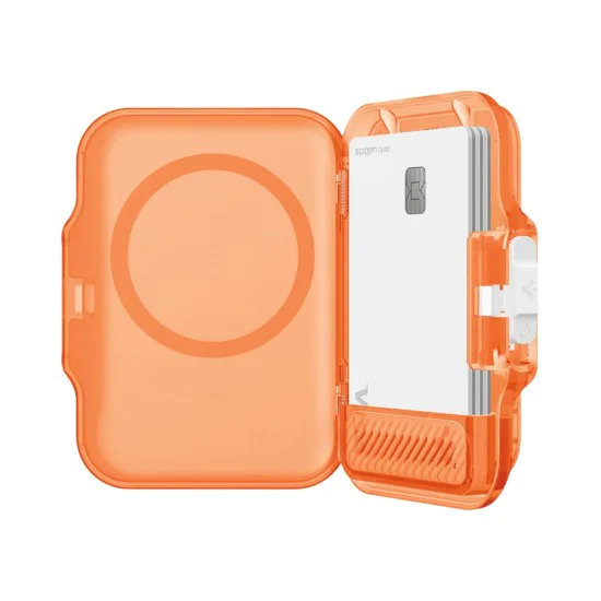 Магнитен портфейл Spigen TinTap MagFit+ (AFA11381) - MagSafe, минималистичен дизайн - Оранжев