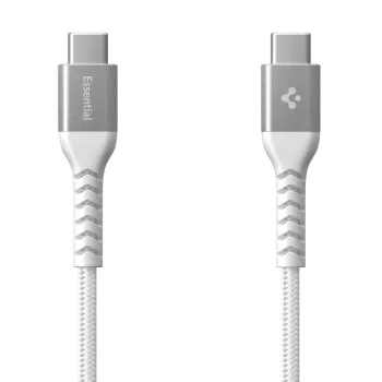 Кабел за данни Spigen Essential EB10010CCA (ACA11102) - Type-C към Type-C, Nylon, 100W, 1м - Бял