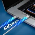 Кабел за данни Spigen Essential EB10010CCA (ACA11102) - Type-C към Type-C, Nylon, 100W, 1м - Бял