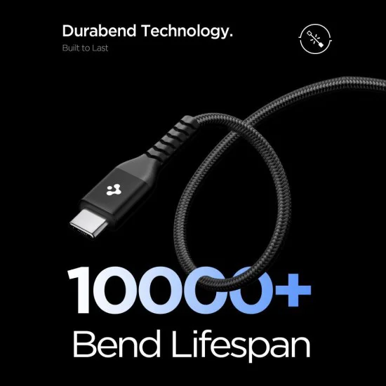 Кабел за данни Spigen Essential EB10010CCA (ACA11103) - Type-C към Type-C, Nylon, 100W, 1м - Черен