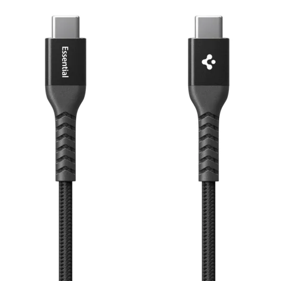 Кабел за данни Spigen Essential EB10010CCA (ACA11103) - Type-C към Type-C, Nylon, 100W, 1м - Черен