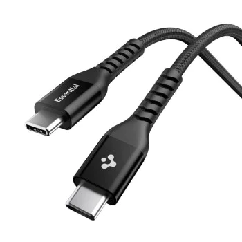 Кабел за данни Spigen Essential EB10010CCA (ACA11103) - Type-C към Type-C, Nylon, 100W, 1м - Черен