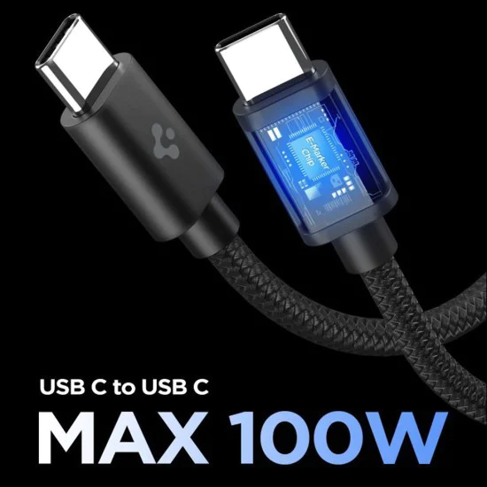Зарядно устройство Spigen Essential EE451EU (ACH09474) - USB-C с Type-C кабел, 45W - Черно