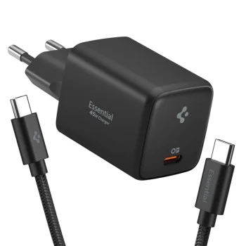Зарядно устройство Spigen Essential EE451EU (ACH09474) - USB-C с Type-C кабел, 45W - Черно