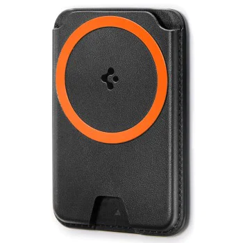 Магнитен портфейл за карти Spigen Valentinus Wallet MagFit+ - за 5 карти, PU кожа - Черен