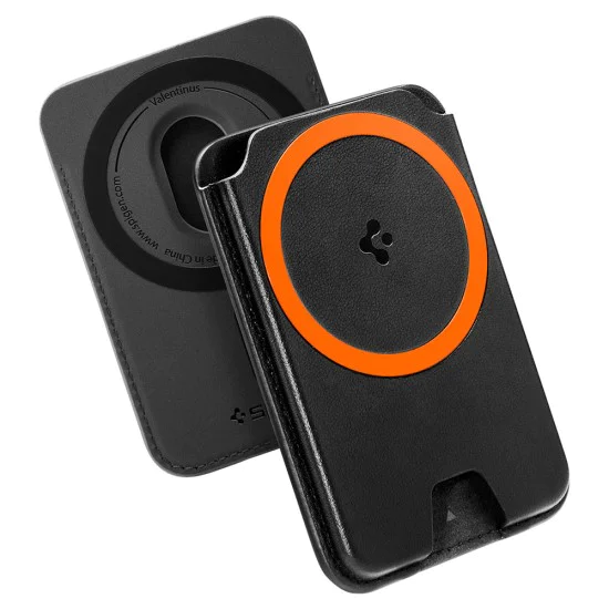 Магнитен портфейл за карти Spigen Valentinus Wallet MagFit+ - за 5 карти, PU кожа - Черен